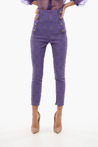 Slim-Fit-Hose aus Spitze mit Knöpfen