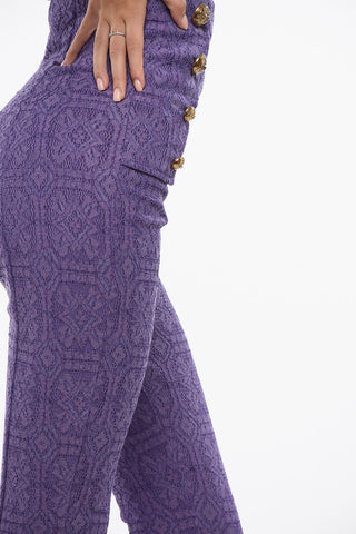 Slim-Fit Lace Pants with Buttons