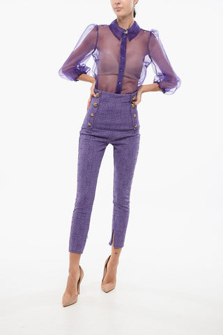 Slim-Fit-Hose aus Spitze mit Knöpfen