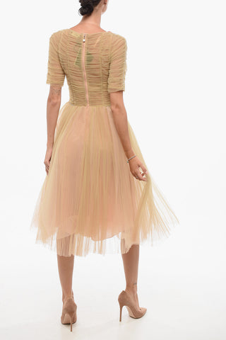 Vestito Svasato in Tulle con Zip Posteriore
