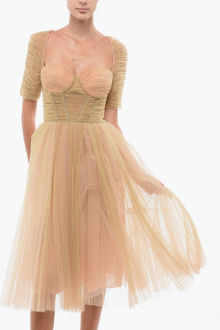 Tulle Flared Dress with Back Zip