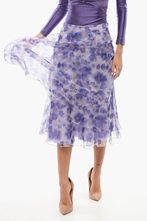 Midi Organza Skirt with Floral Pattern