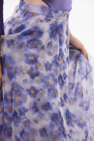 Midi Organza Skirt with Floral Pattern