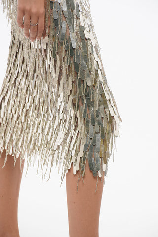 Longuette in Paillettes e Perline con Zip Laterale