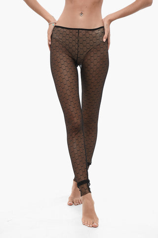 Sheer Mesh All-Over Monogram Leggings