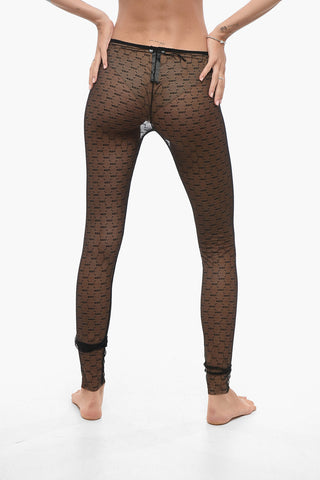 Sheer Mesh All-Over Monogram Leggings