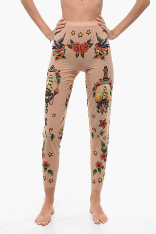Leggings Trasparenti con Stampe Tatoo