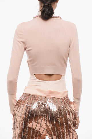Cropped-Fit Cardigan with Removable Jewel Detail