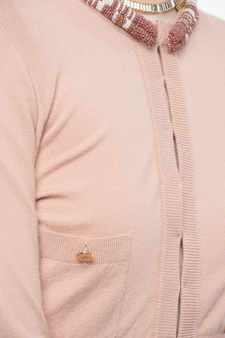 Cropped-Fit Cardigan with Removable Jewel Detail