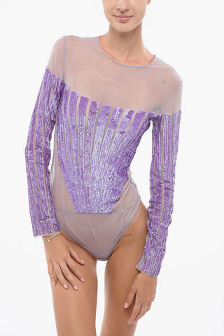 Paillettenbesetzter Mesh-Body