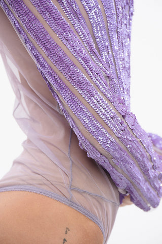 Paillettenbesetzter Mesh-Body