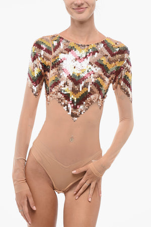 Body aus Mesh mit Pailletten