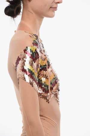 Body aus Mesh mit Pailletten