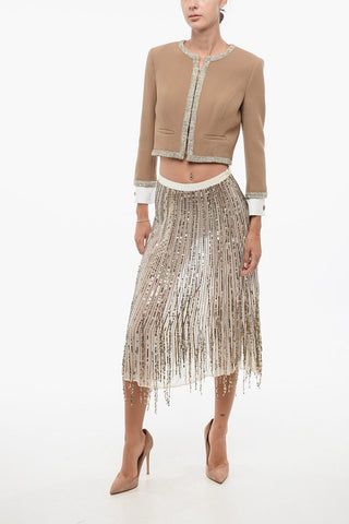 Blazer Crop in Lana Vergine con Bordi Lurex