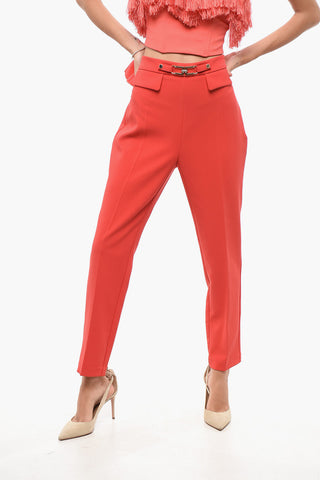 Carrot Fit Pants with Logo Buckle