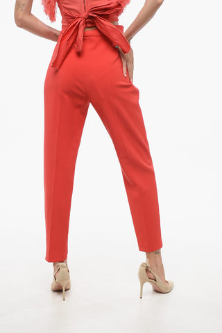 Carrot Fit Pants with Logo Buckle