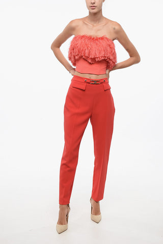 Carrot Fit Pants with Logo Buckle
