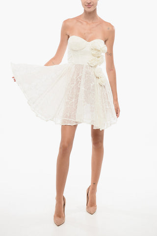 Minidress Senza Spalline in Mesh Floccato