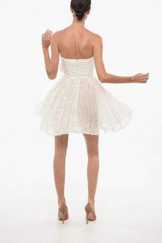 Minidress Senza Spalline in Mesh Floccato