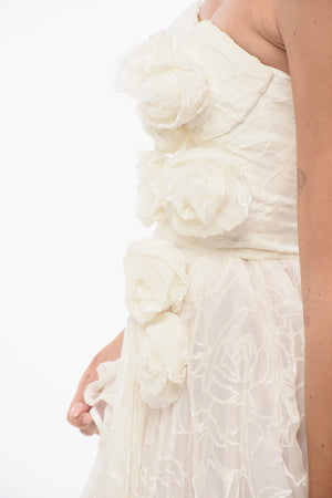 Minidress Senza Spalline in Mesh Floccato