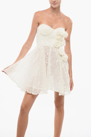 Minidress Senza Spalline in Mesh Floccato