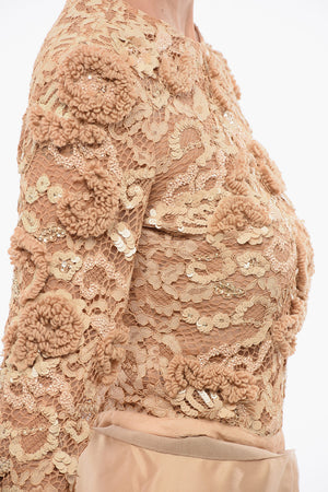 Modulares Spitzenkleid mit Rock aus Seide