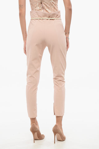 Cropped-Fit-Hose aus Stretchstoff mit Gürtel
