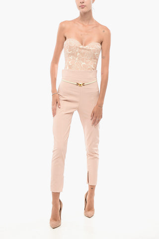 Cropped-Fit-Hose aus Stretchstoff mit Gürtel