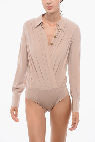 Wickelbluse aus Seide mit Body-Design