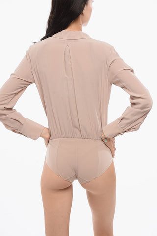 Wickelbluse aus Seide mit Body-Design