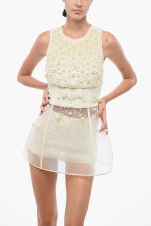 Mesh Mini Dress PEARL with Culotte