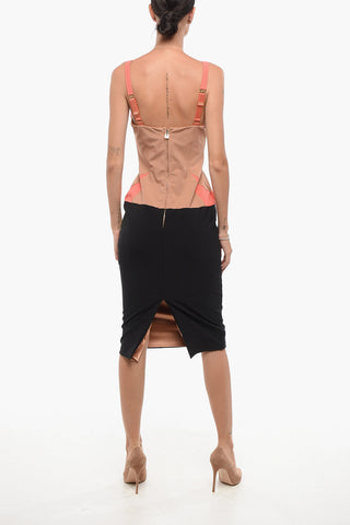 Tubino in Tessuto Stretch con Motivo Color Block