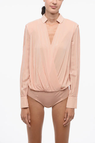 Wrap Blouse with Bodysuit Design