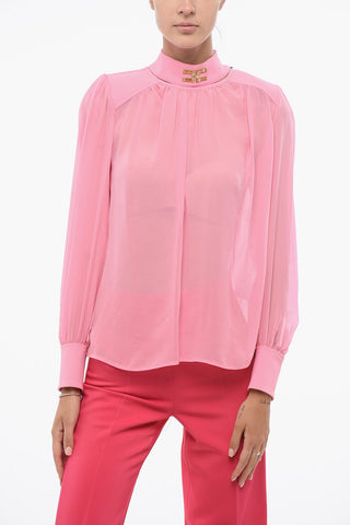 Blusa in Seta con Spalline Imbottite