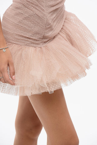 Tulle One-Shoulder Mini Dress with Ruffle Details