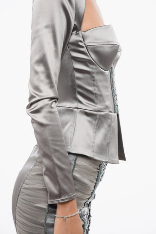 Tubino Midi in Satin con Dettaglio Lace-up