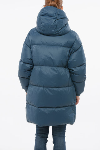 롱 다운 재킷 PUFFA 후드 칼라-쉐이프