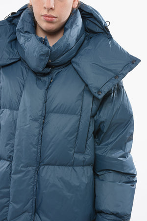 Langer Daunenmantel PUFFA mit Kapuze Collar-Shape