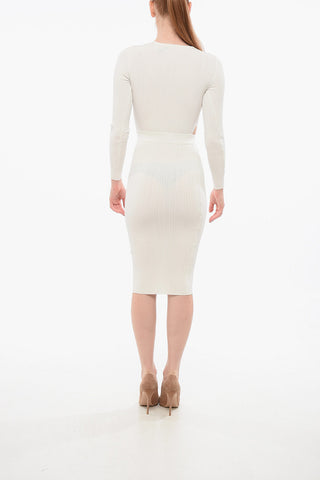 Midi Knit Dress with Cut-Out