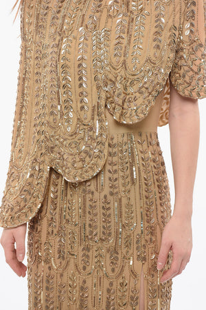 Sequined Maxidress with Cape Design