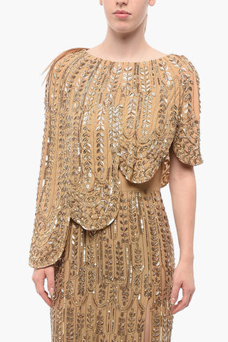 Paillettenbesetztes Maxikleid mit Umhang-Design