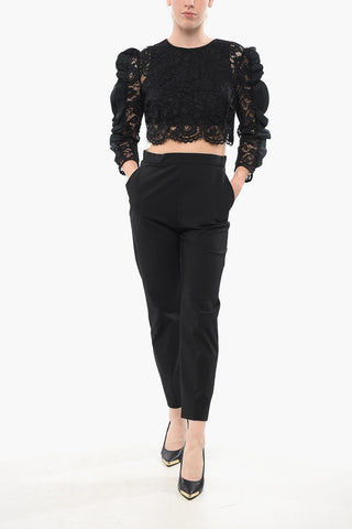 Lace Detailed Jumpsuit with Ruffled Sleeves