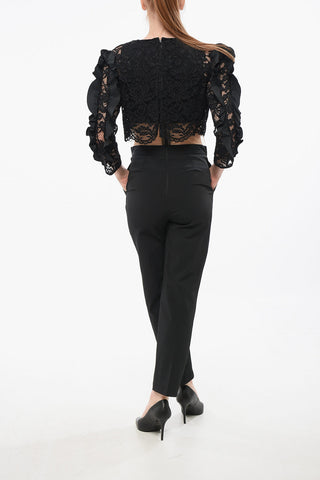 Lace Detailed Jumpsuit with Ruffled Sleeves