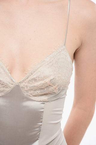 Body aus Satin mit Spitzeinsatz