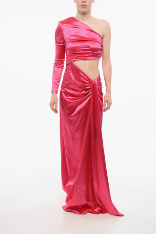 One-Shoulder Satin Dress with Cut-Outs