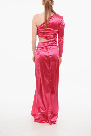 One-Shoulder Satin Dress with Cut-Outs