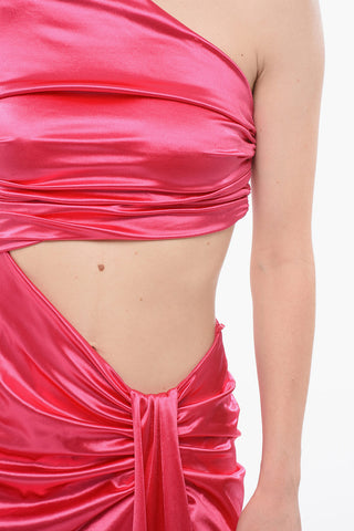One-Shoulder Satin Dress with Cut-Outs