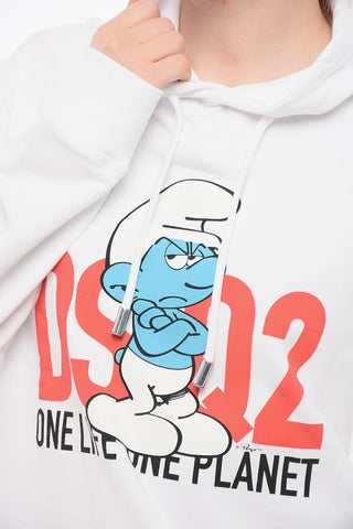 THE SMURFS Brushed Cotton Hoodie GROUNCHY SMURF Printed
