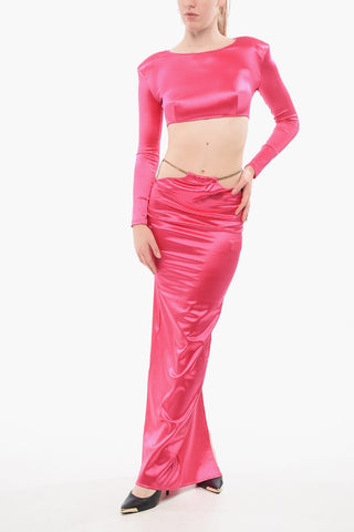 Abito in Satin con Cut-out e Dettaglio Chain