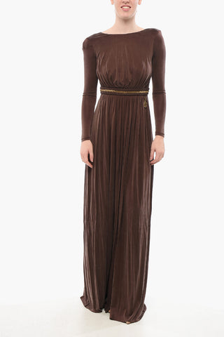 Maxidress Svasato con Dettaglio Chain
